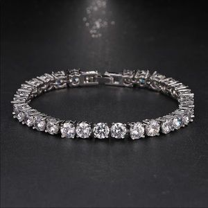 Platinum Plated Stimulated Diamond Bracelet